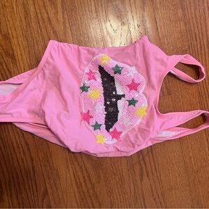 Pink Sequin Star Kids Swimsuit